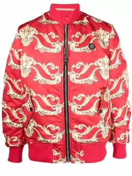 Philipp Plein бомбер с принтом, красный
