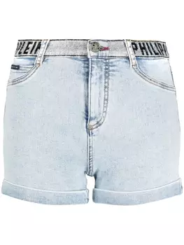 Philipp Plein джинсовые шорты с логотипом, синий