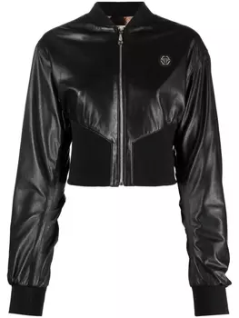Philipp Plein кожаный бомбер, черный