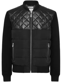 Philipp Plein кожаный бомбер, черный