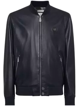 Philipp Plein кожаный бомбер, синий