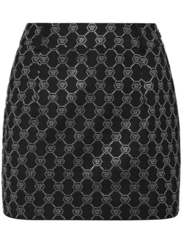 Philipp Plein мини-юбка с монограммой, черный