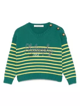 Philosophy Di Lorenzo Serafini Детский свитер в полоску Philosophy Di Lorenzo Serafini Kids, зеленый