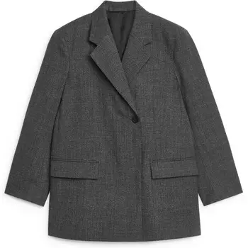 Пиджак Arket Double-breasted Wool, черный