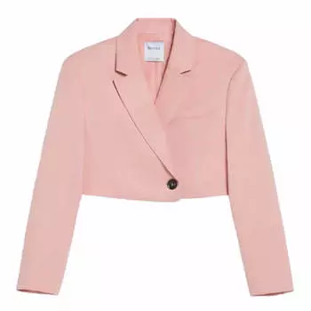 Пиджак Bershka Cropped Tailored Twill, розовый