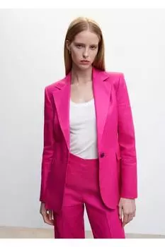 Пиджак из 100% льняной ткани Mango, розовый