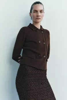 Пиджак из 100% шерсти ZARA, шоколад