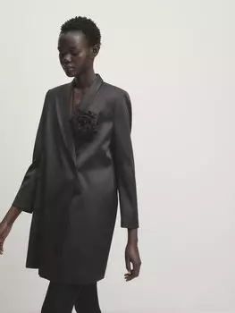 Пиджак из атласа Massimo Dutti, черный