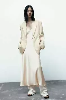 Пиджак из атласа ZARA, экру
