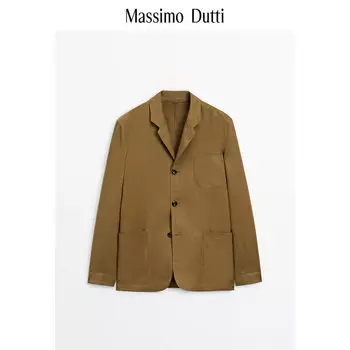 Пиджак льняной Special Massimo Dutti мужской, коричневый