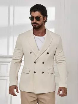 Пиджак Manfinity Homme Peak Collar Double-Breasted Suit, абрикосовый