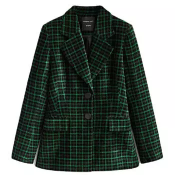 Пиджак Massimo Dutti Check Suit Studio, зеленый