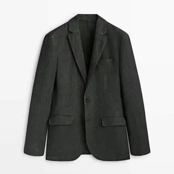Пиджак Massimo Dutti Faded Linen, хаки