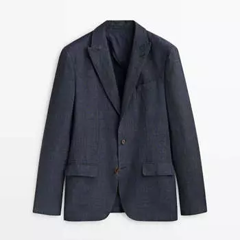 Пиджак Massimo Dutti Faded Linen, синий