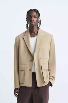 Пиджак с карманами Zara, легкий загар