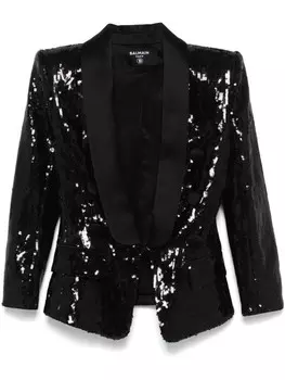 Пиджак с пайетками Balmain, черный