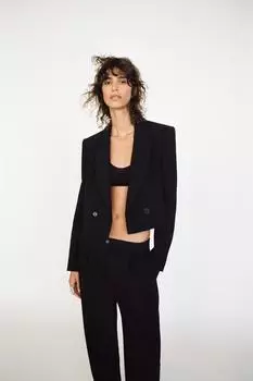 Пиджак с вырезами ZARA, черный