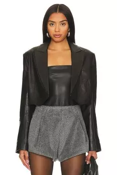 Пиджак The Sei Leather Crop, черный