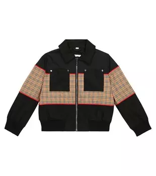 Пиджак в клетку в винтажном стиле Burberry Kids, мультиколор