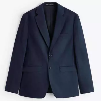 Пиджак Zara Textured Suit, темно-синий