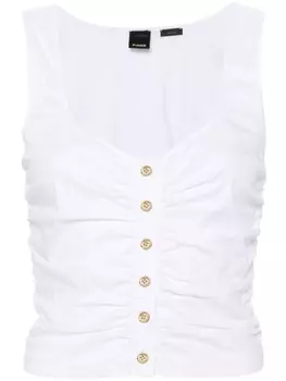 PINKO поплиновый топ со сборками, белый