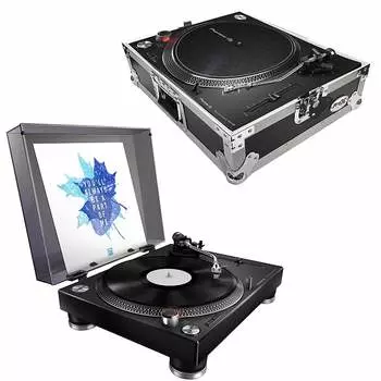 Pioneer PLX-500 проигрыватель с высоким крутящим моментом и прямым приводом (черный) с футляром для проигрывателя ProX Pioneer PLX-500 High-torque Direct Drive Turntable (black) w ProX Turntable Case
