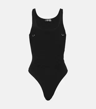 Пирсингованный хлопковый боди Mugler, черный