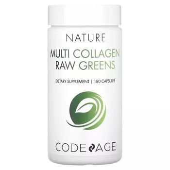 Добавка Codeage Nature Multi Collagen Raw Greens на травяном откорме, 180 капсул