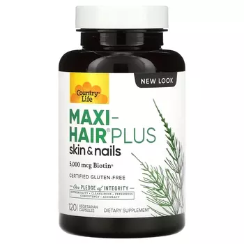 Мультивитамины Country Life Maxi-Hair Plus, 120 капсул