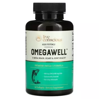 Добавка Live Conscious OmegaWell высокая эффективность, 60 мягких таблеток