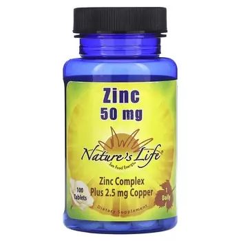 Добавка Nature's Life Цинк 50 мг, 100 таблеток
