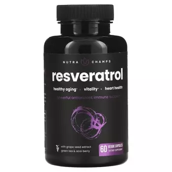 Добавка NutraChamps Resveratrol, 60 капсул