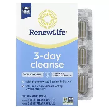 Добавка Renew Life 3-дневное очищение, 12 вегетарианских капсул