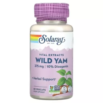 Добавка Solaray Vital Extracts дикого ямса, 60 растительных капсул