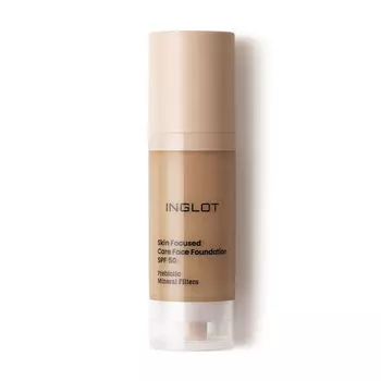 Питательная тональная основа с spf50 для лица 313 теплый оливковый, 30 мл Inglot Skin focused care face foundation, цвет 313 warm olive