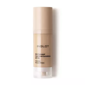 Питательная тональная основа с spf50 для лица 307 желтый бежевый, 30 мл Inglot Skin focused care face foundation, цвет 307 yellow beige
