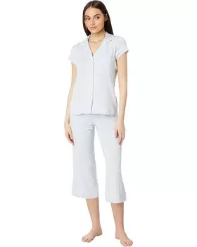 Пижама Eberjey Gisele - The Cropped Pajama Set, цвет Ice Blue/Ivory