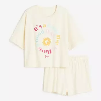 Пижама H&M Printed Barbie, белый