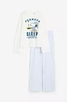 Пижама H&M Printed Snoopy, белый