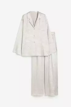 Пижама H&M Satin, серо-бежевый