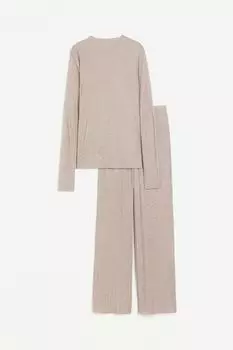 Пижама H&M Striped, бежевый