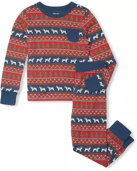 Пижама Hatley Kids Bulldog Fair Isle Bamboo Pajama Set, красный