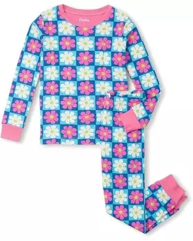 Пижама Hatley Kids Checked Daisy Cotton Pajama Set, синий