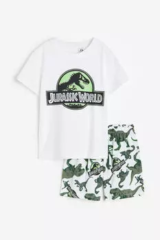 Пижама из джерси с принтом H&M, белый