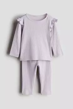 Пижама из хлопка с принтом H&M, фиолетовый