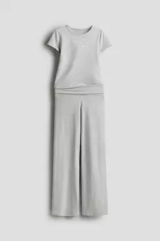 Пижама из хлопкового джерси H&M, серый