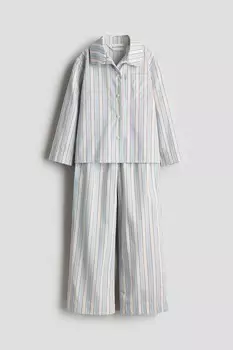 Пижама из хлопкового поплина H&M, голубой