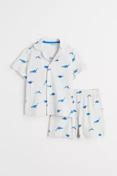 Пижама из хлопкового трикотажа H&M Dinosaurs, светло-серый