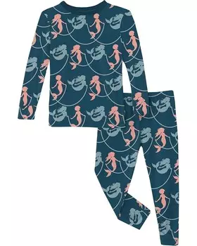 Пижама Kickee Pants Kids Print Long Sleeve Pajama Set, цвет Peacock Mermaids & Pearls