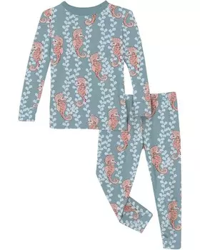 Пижама Kickee Pants Kids Print Long Sleeve Pajama Set, цвет Stormy Sea Seahorses